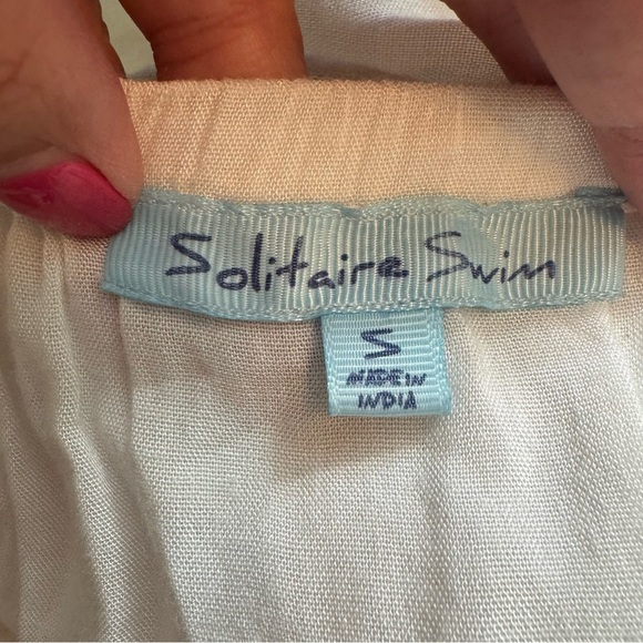 Solitaire Swim White with Black Embroidery Cotton Tunic Cover-Up – Size S - Picture 5 of 7